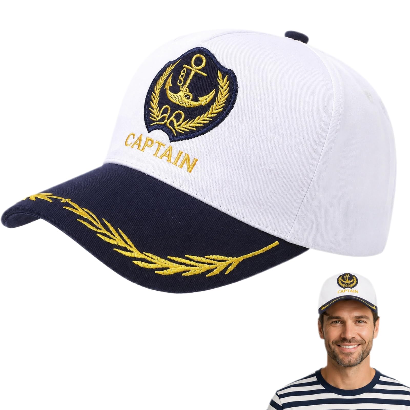 jojofuny Kapitänsmütze Captain Hat: Verstellbare Baseball Cap Herren Sailor Ship Nautical Marine Sea Cap Hut für Männer Frauen Kostümzubehör Accessoire