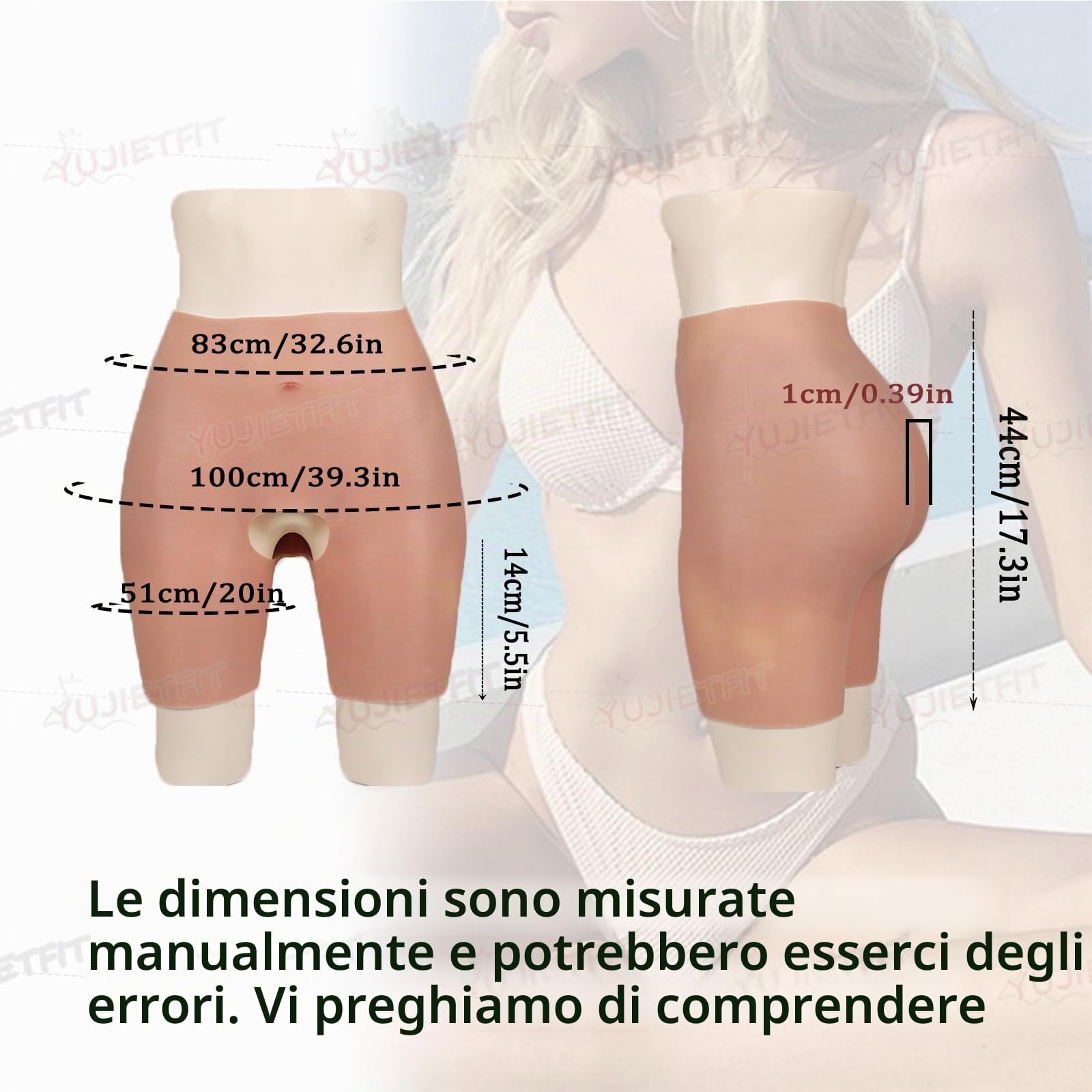 Adima Mutandine in Silicone con Imbottitura Finta per Glutei, Mutande Modellanti per Crossdresser, Pantaloni per Aumentare i Fianchi per Transgender e Drag Queen
