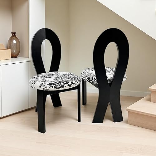 Miniatura 2 de Dining Chairs Set of 2, Table & Chair Sets - Solid Wooden Dining Room Chairs with Linen Upholstery and White Round Cushion for Kitchen Dining Room