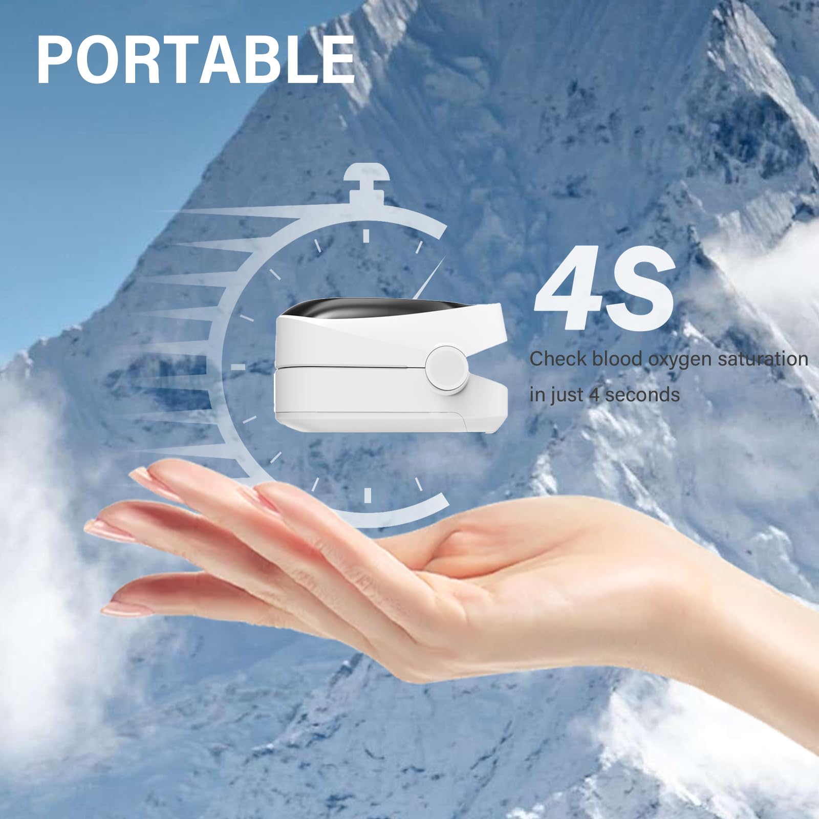 Pulse Oximeter, Oxygen Meter Finger Monitor, Home Heart Rate, Easy to Use, Low Power Consumption, Easy to Carry, High-Grade Shape, with Accessories — view 4