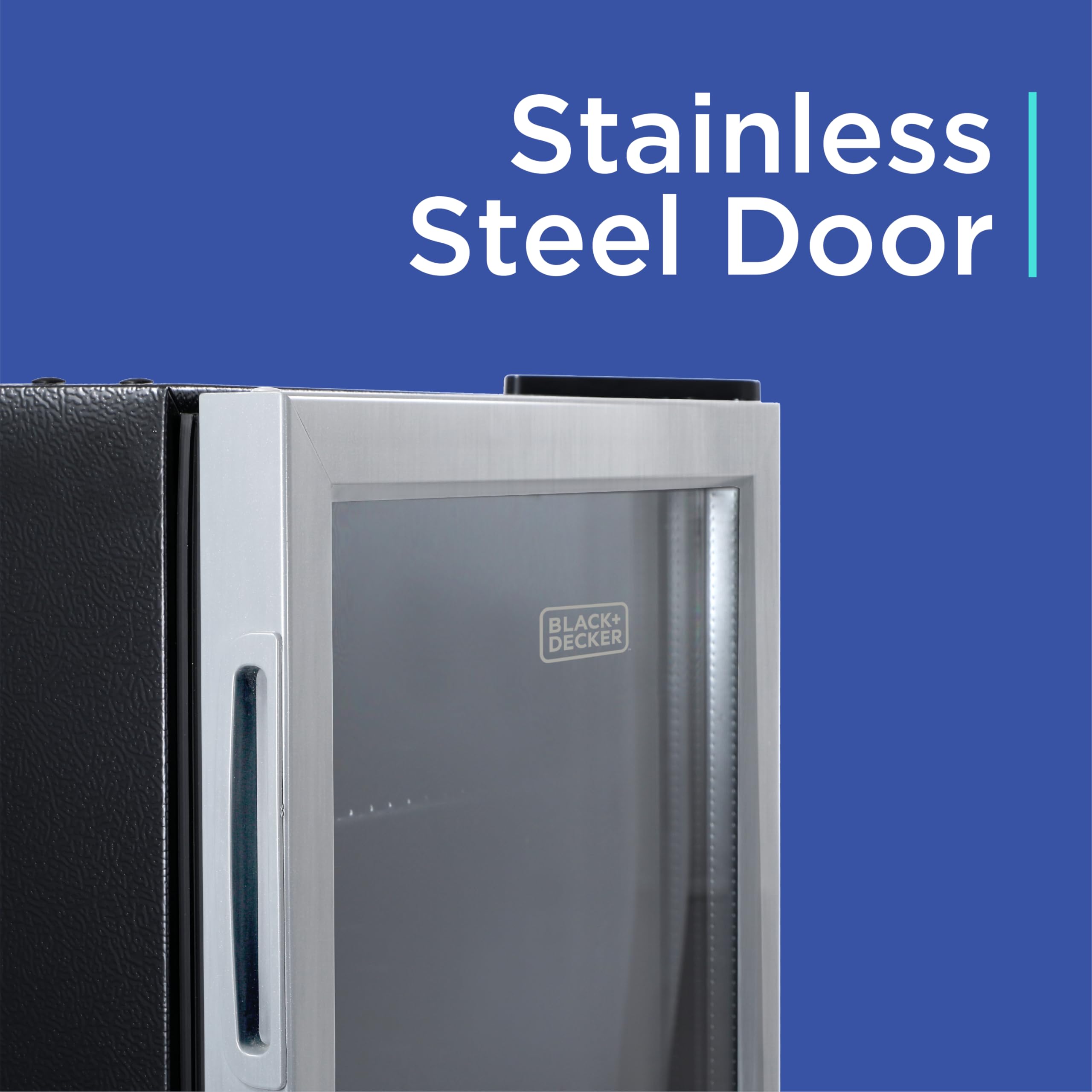 Black+Decker 4.4 Cu. Ft. Beverage Cooler, Beverage Fridge With Double Pane Glass Door, Drink Fridge And Beverage Refrigerator With 160-Can Capacity For Home Bar And Home Office With LED Display on Fridge.com - View 3