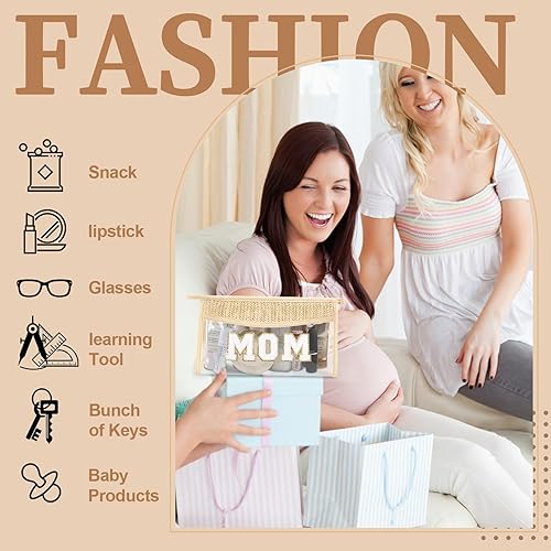 Miniatura 5 de UIXIZQ Pequeñas bolsas de maquillaje transparentes de paja bohemia para mujeres y niñas, bolsa de cosméticos con cremallera de chenilla, bolsa de