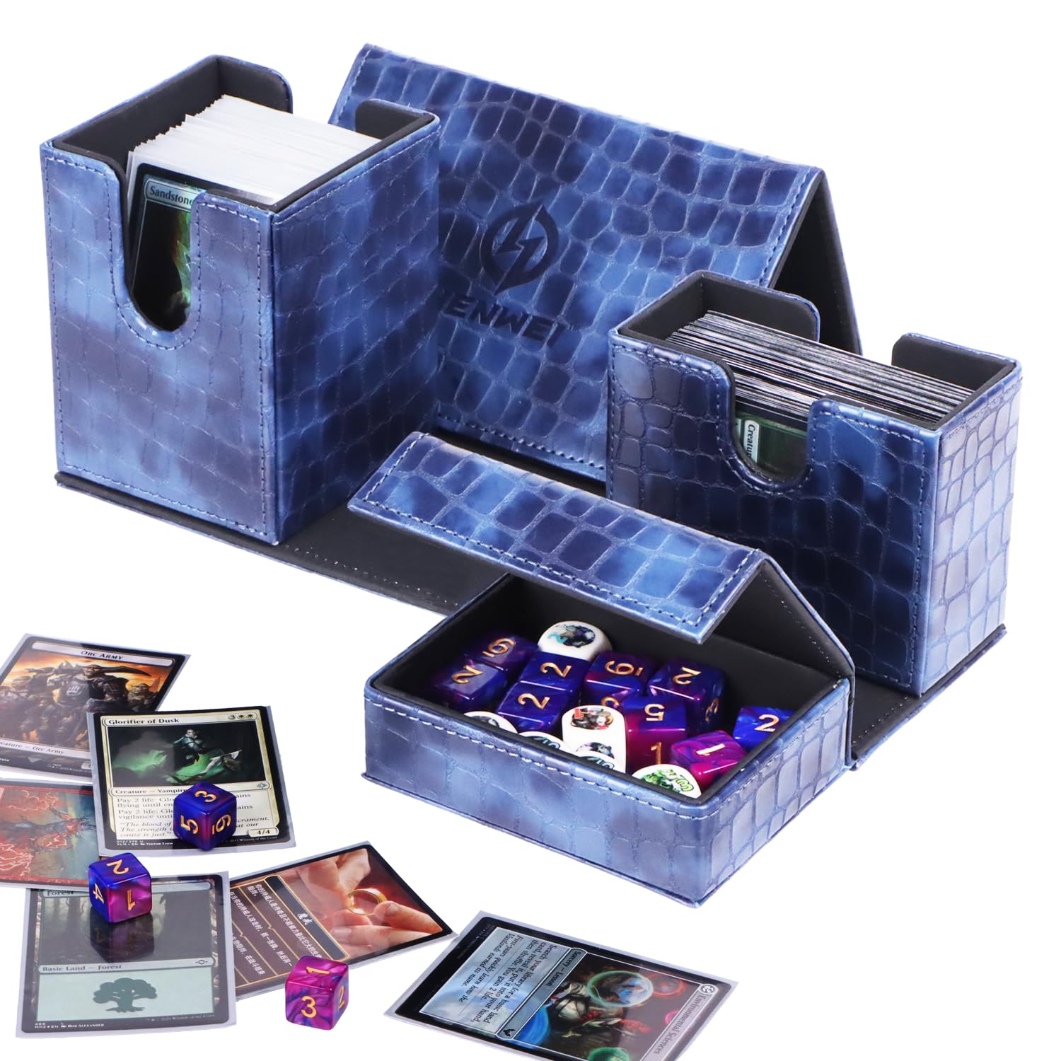 Amazon.com: HENWEI Deluxe Blue Leather Card Storage Box with