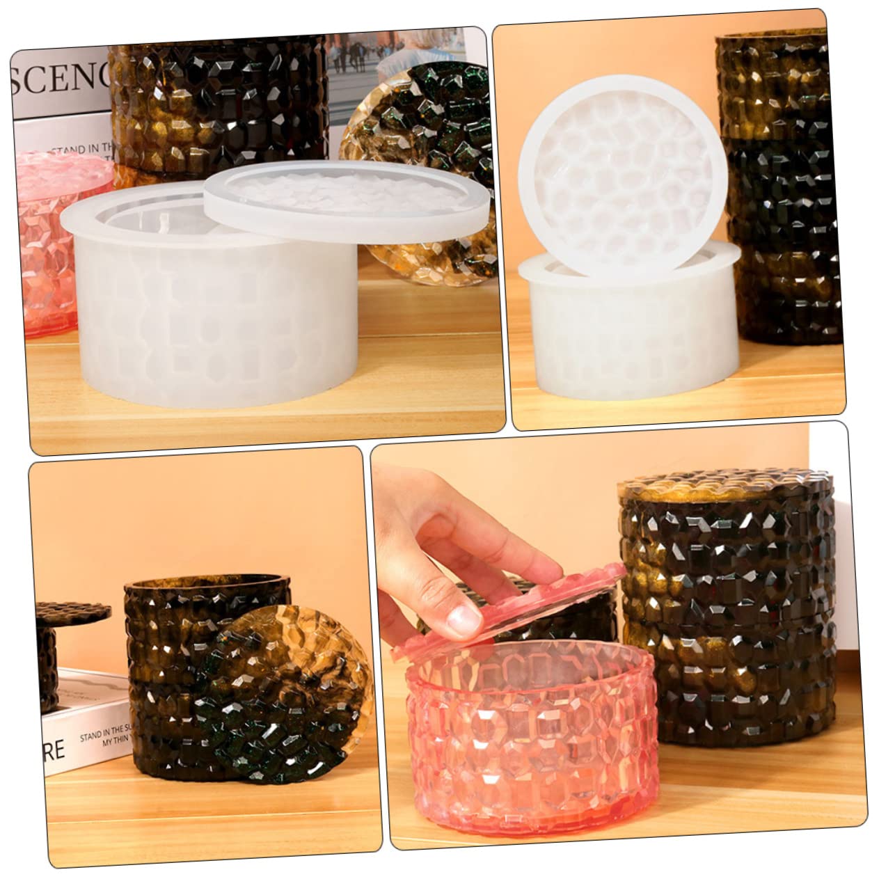 NUOBESTY 2juegos Moldes De Redondos Para Epóxica Kit De Almacenamiento Para Joyería y Accesorios De Usar y Reutilizable