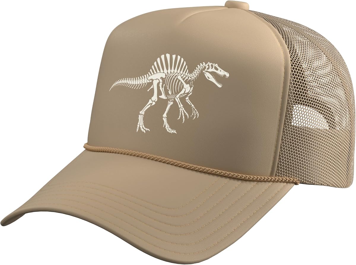 Sombrero de camionero de paleontología esqueleto de Spinosaurus con parte trasera de malla ajustable