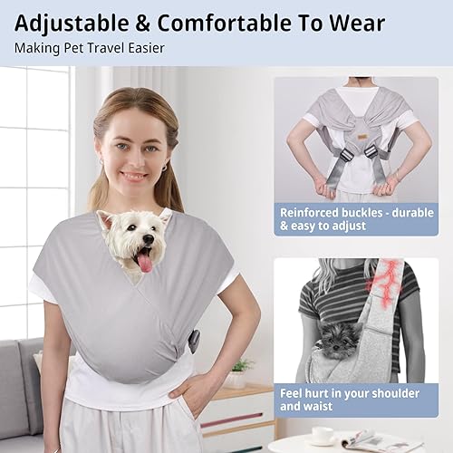 Miniatura 5 de CUBY Transportador para perros pequeños, arnés frontal para mascotas, manos libres, ajustable, para gatos, de algodón suave, para reducir el dolor,