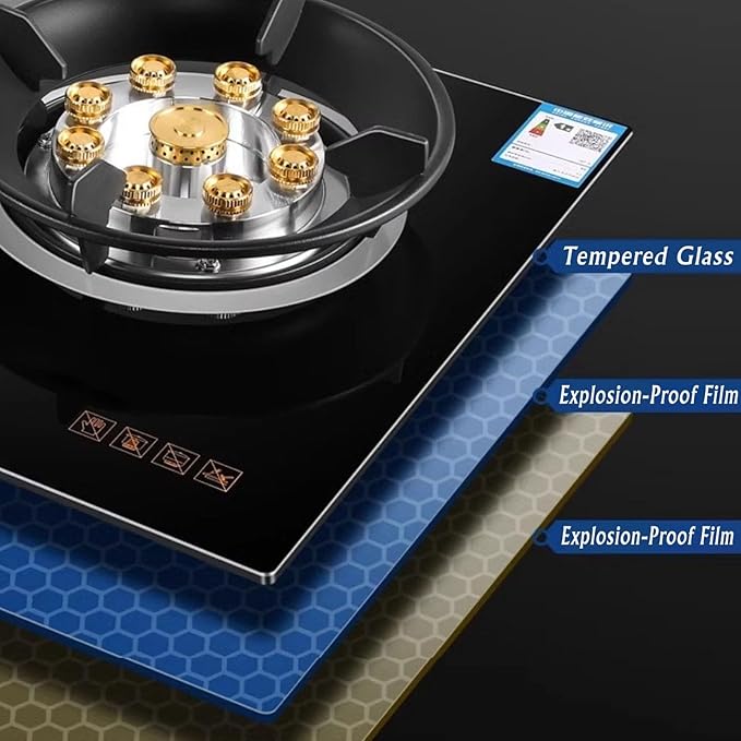 Estufa de Gas 2 Puestos Vidrio Templado Negro con Timer y Protección miniatura 4