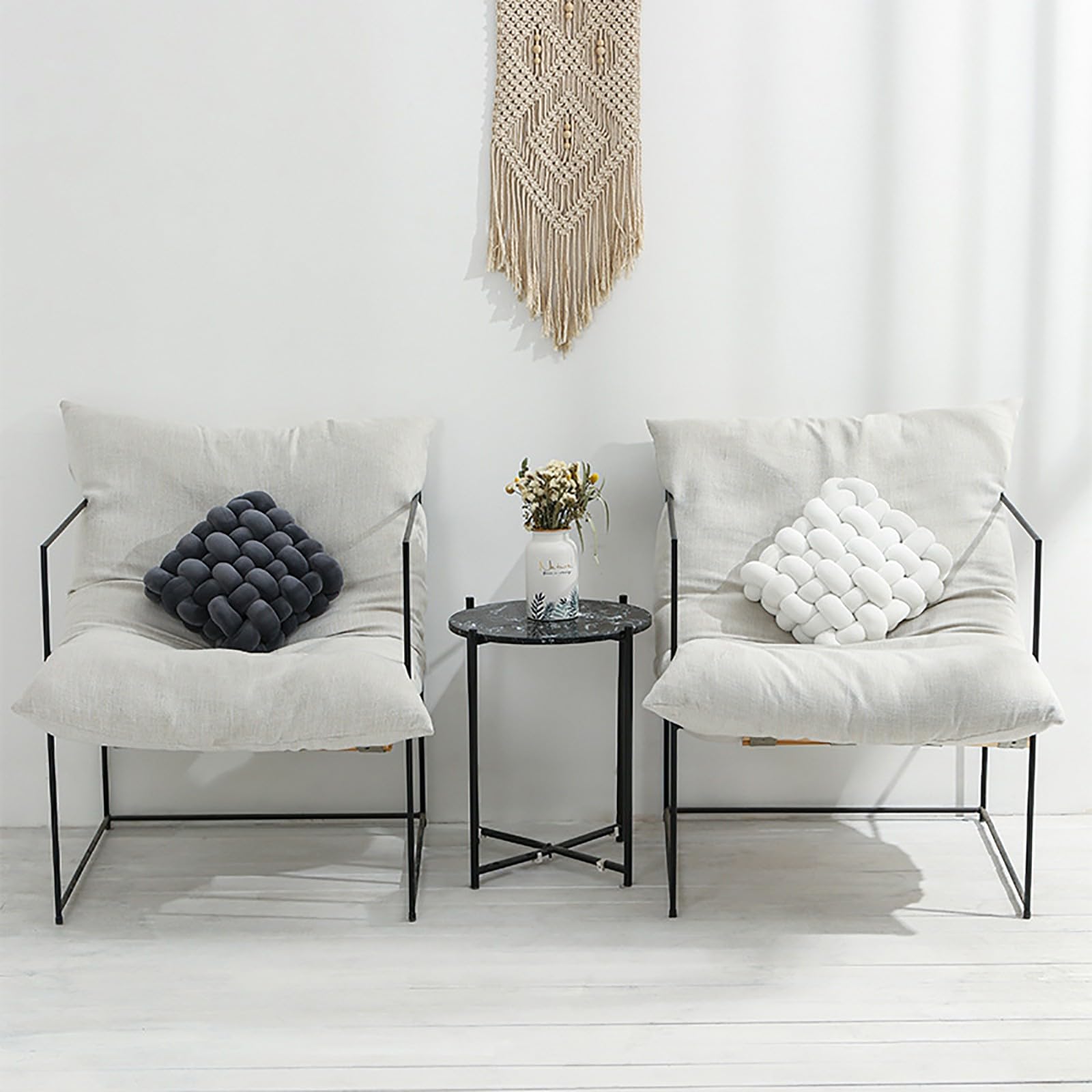 Quadratisches handgeknotetes Knotenkissen, weiches plüschiges Dekokissen, einfarbig geflochtenes Kissen für Sofa, Schlafzimmer, Wohnzimmer und Büro als Wohnaccessoire Armeegrün 12"x13"/30x33cm
