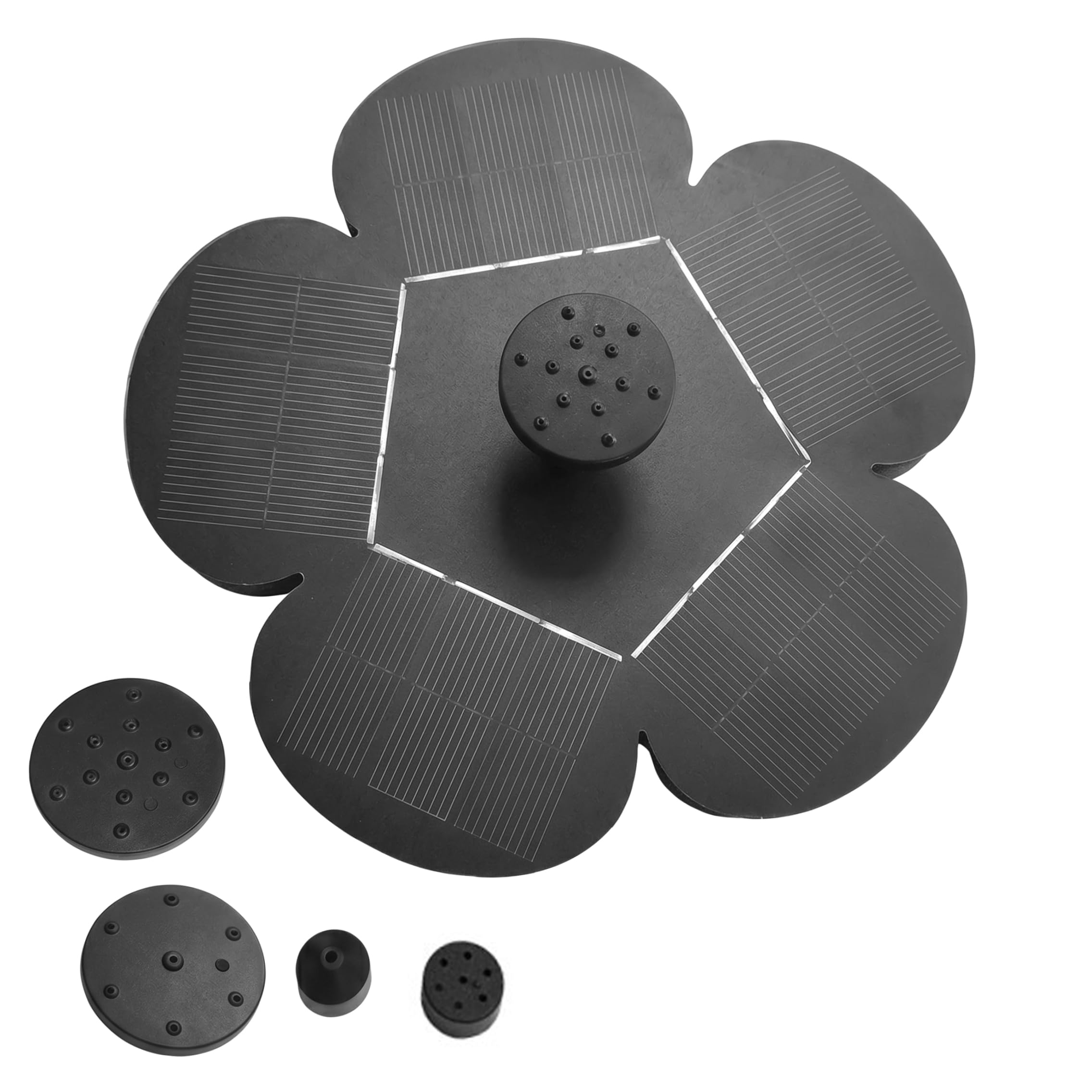 Solar Fountain for Bird Bath, 6.3 Inch Floating Solar Bird Bath with 6 Nozzles Plum-Shaped Outdoor Water Fountain for Garden Yard Pond Pool, for
