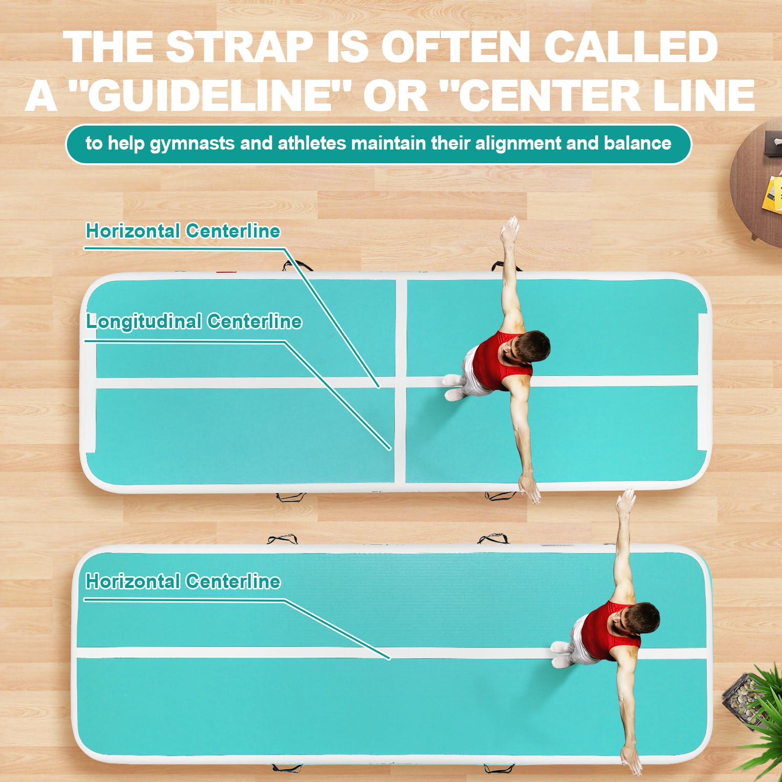 FBSPORT Tappetino Gonfiabile Airtrack 6m - Per Ginnastica, Yoga, Allenamento, Spesso 20cm, Con Pompa - Foto 8