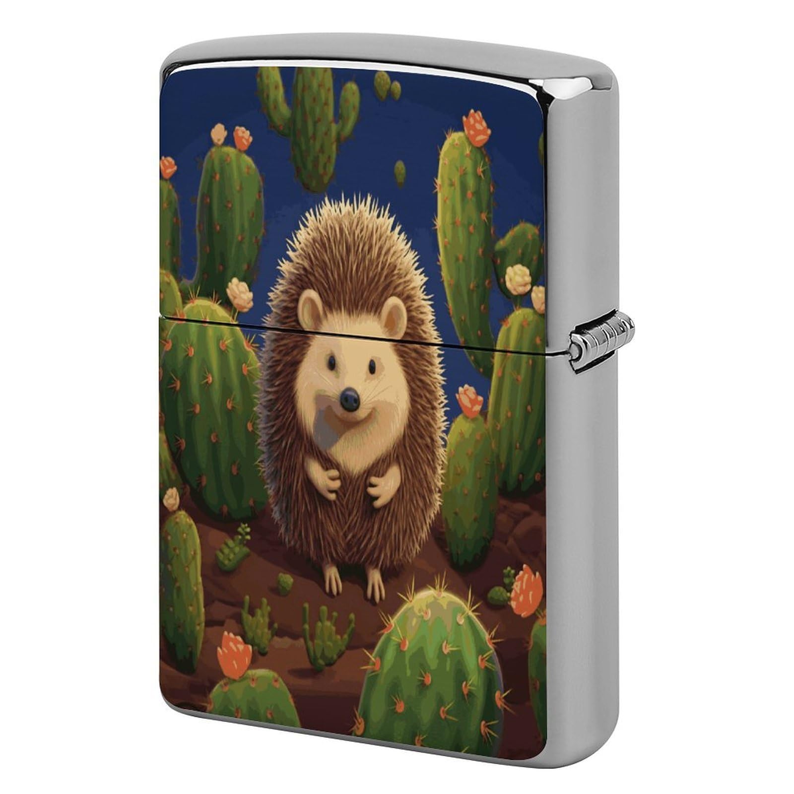 Btcowzrv Style Hedgehog Cactus Metal Lighter Case Sleeve Cover Holder