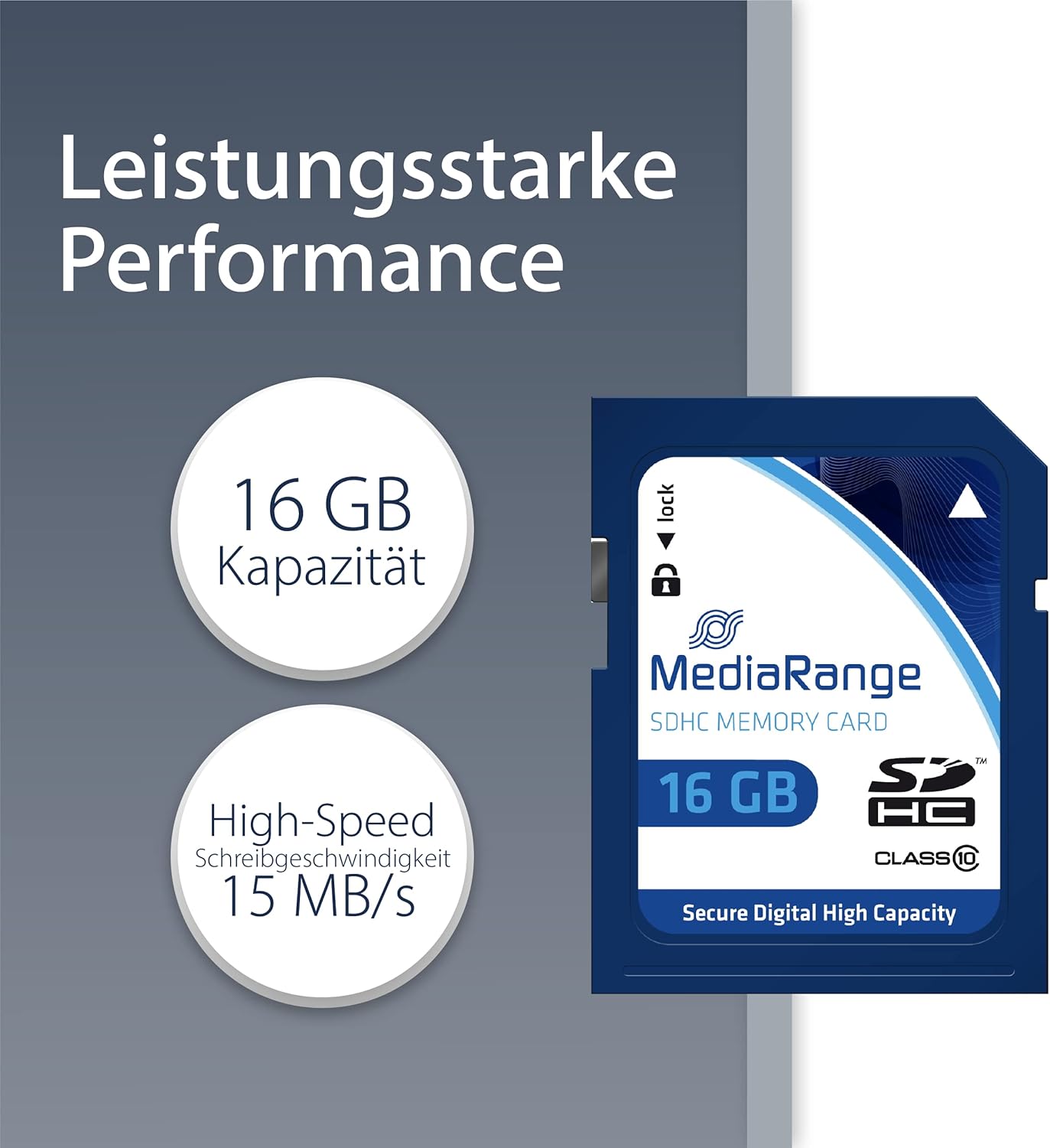 MediaRange SDHC Memory Card 16 GB - Speed Class 10, Read Speed up to 45 MB/s, External Data Memory for Mobile Devices Such as Digital Cameras or Smartphones