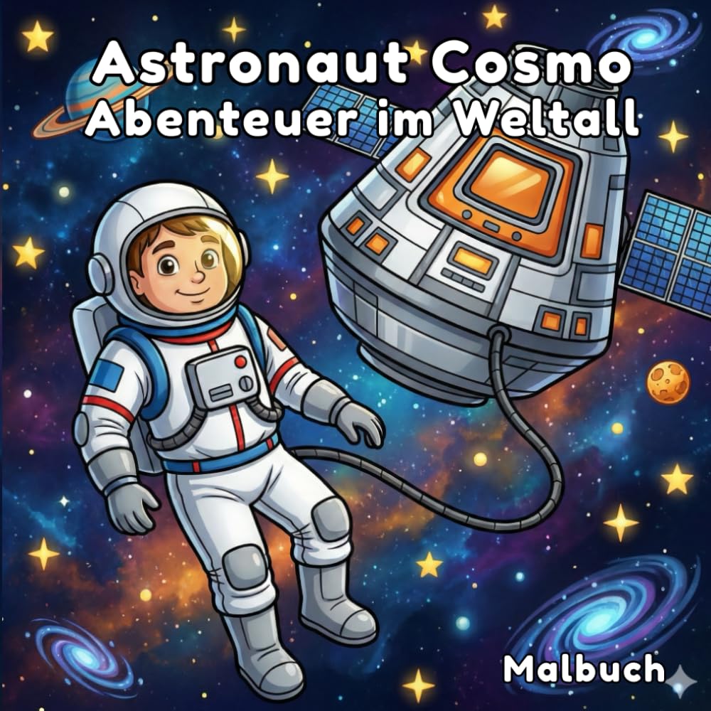 Malbuch für Kinder: Astronaut Cosmo - Abenteuer im Weltall: 3... 2... 1... Wusch! Heb ab zu einer bunten Reise durch die Galaxie!