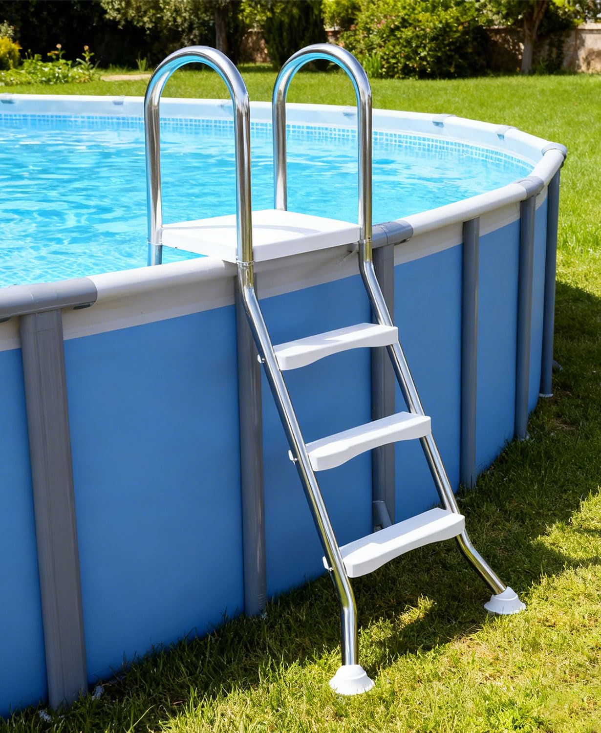 Escalera De Piscina De Lujo De 135CM/53 Escalera para Piscina Elevada Al Aire Libre, Capacidad Máxima De Carga 550 LB, Escalera De 4 Peldaños De Doble Cara Antideslizante para Piscinas,110cm