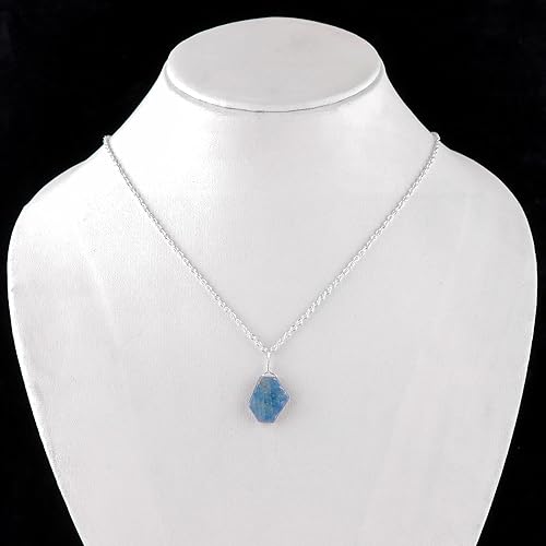 Miniatura 2 de Collar con colgante de zafiro azul crudo natural, piedras de calidad AAA, joyería de piedra natal de septiembre, chapado en plata, collar hecho a