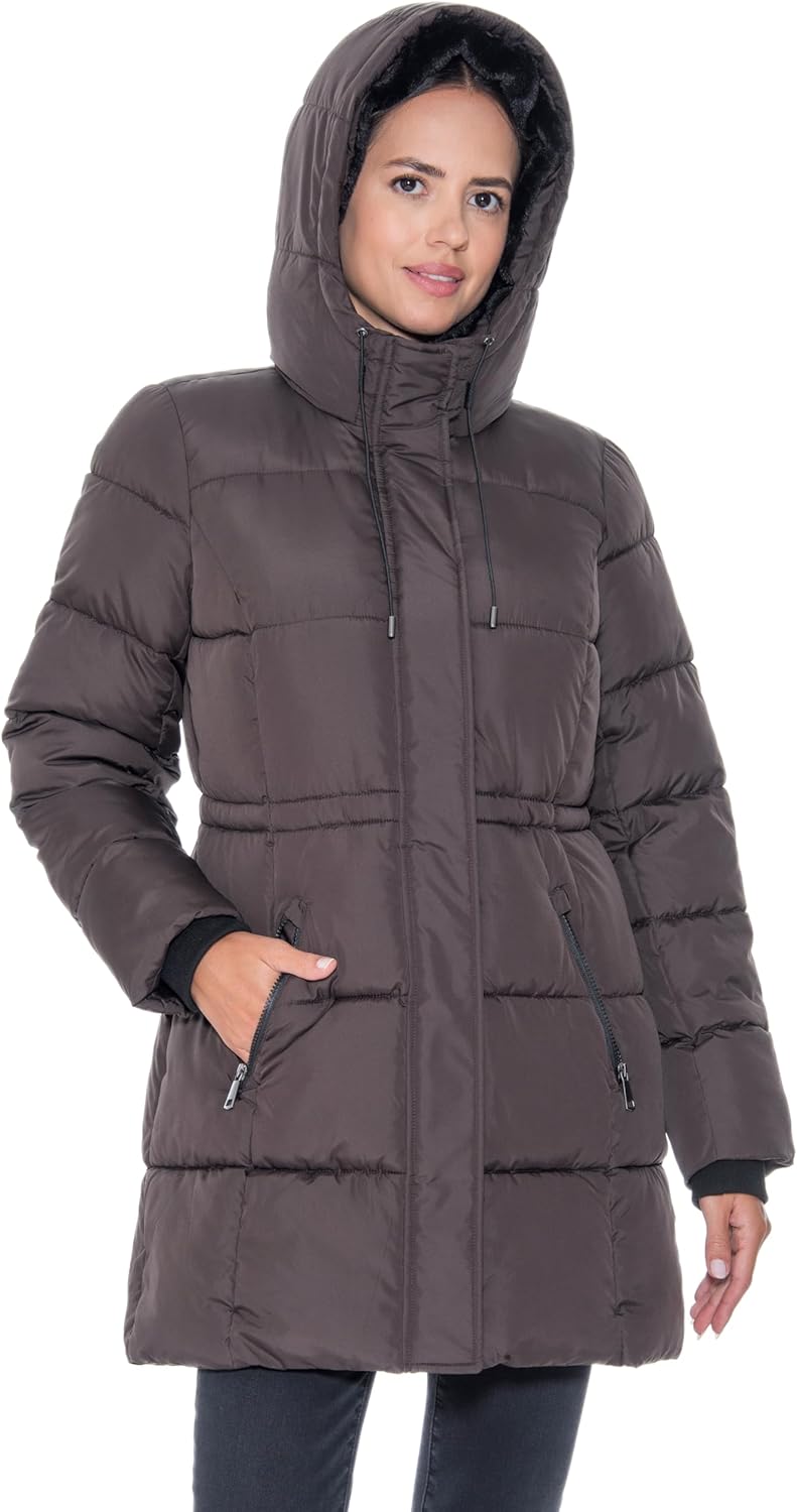 Sebby S.E.B Women's 3/4 Puffer Coat with Cozy Faux Fur - Image 6