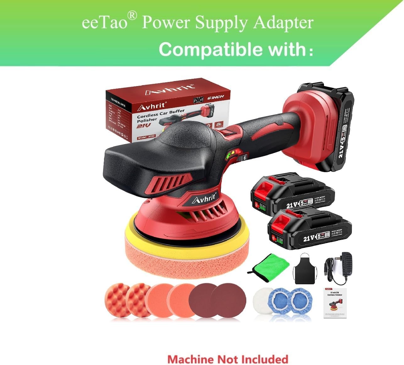 eeTao 21V Replacement Charger compatible with Avhrit Cordless Car Buffer Polisher and batteries