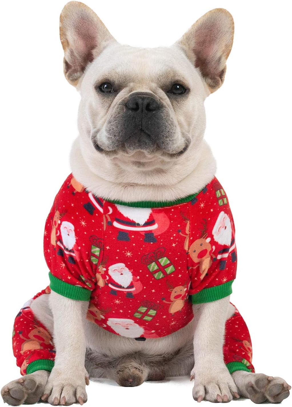 CuteBone Small Dogs Christmas Outfit Soft Puppy Onesies Pjs Dog Pajamas Pet Coat Cat Apparel Comfy Doggie Jumpsuit Bodysuit for All Seasons