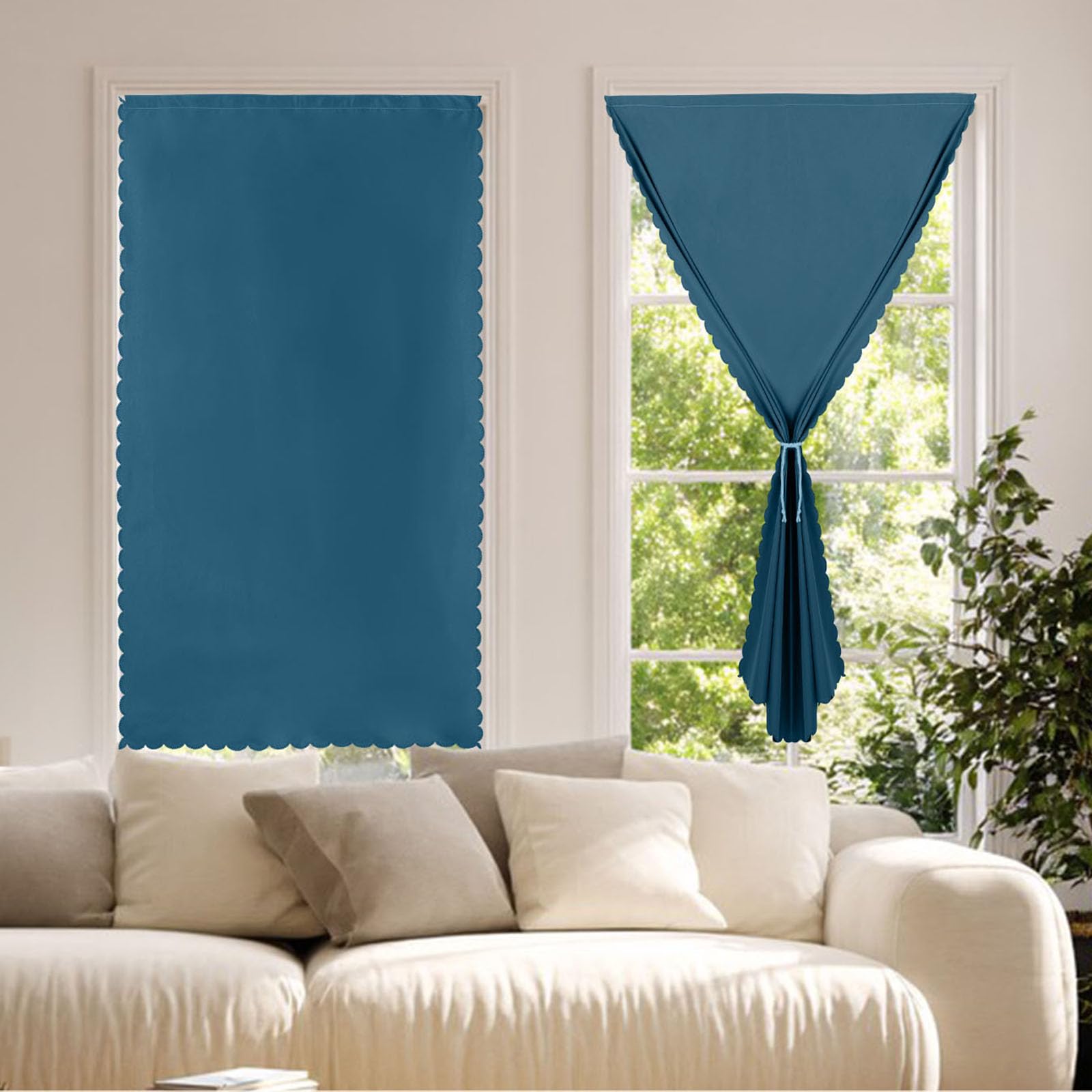 Blaward Stick On Blackout Curtains Self Adhesive Black Out Window Shades No Drilling No Curtain Rod Required Privacy Protection Portable Door Window Cover for Bedroom Nursery Room, 2 Panels