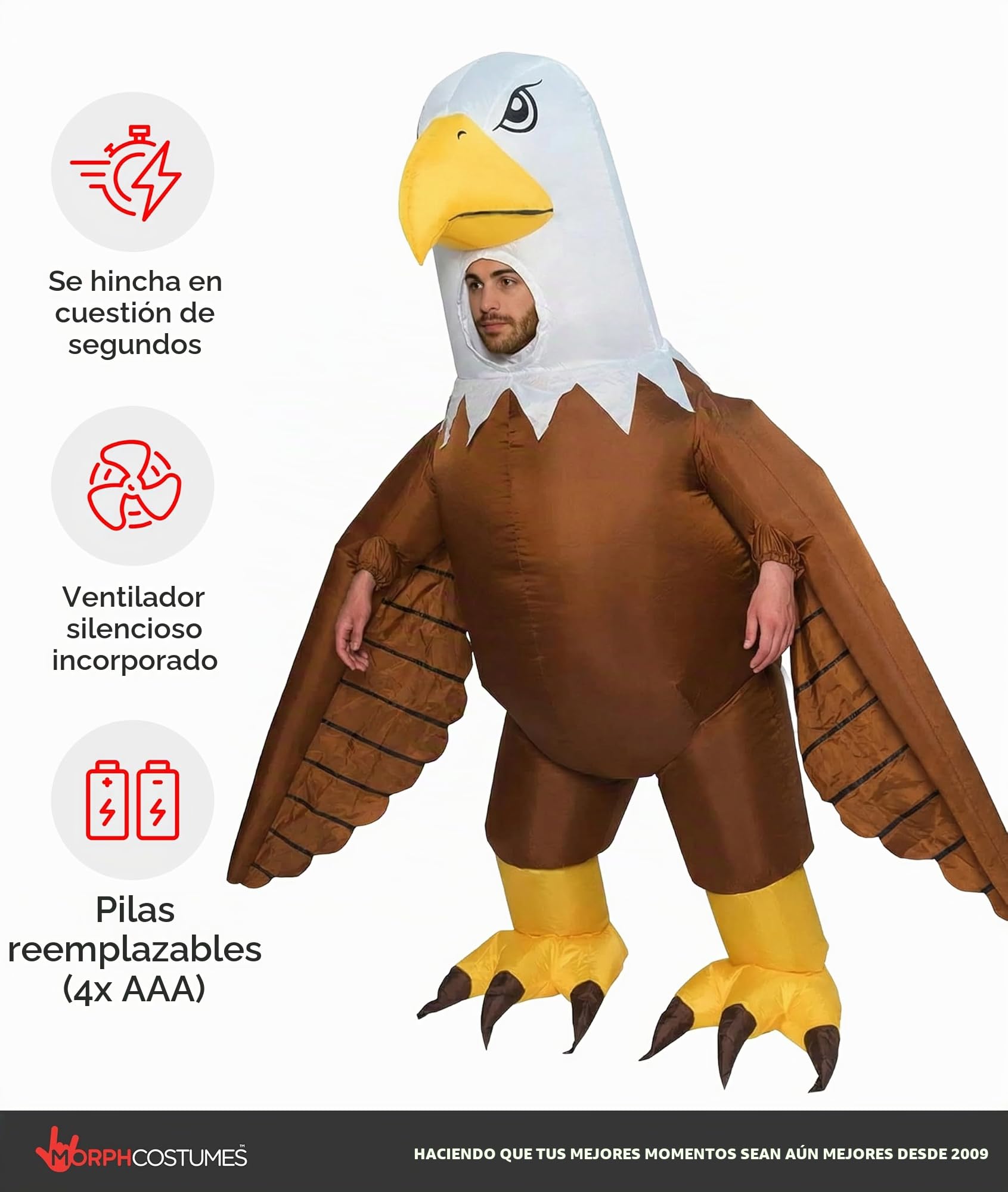 Morph Disfraz Inflable Águila Adulto, Traje de Pájaro para Carnaval y Halloween, Disfraces Animales Adulto, Talla única