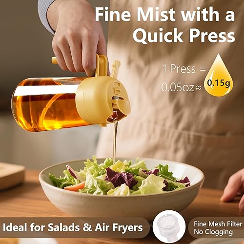 Miniatura 10 de Dispensador de aceite y rociador de aceite, vertedor de aceite de oliva de vidrio para cocina, freidora de aire, cocina, ensalada, barbacoa (blanco)