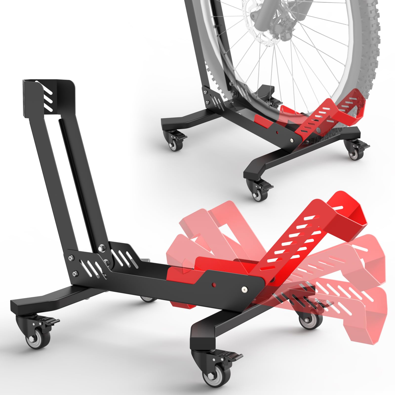 IMAYCC Professional standing Bike Floor Parking Rack Stand with Wheels for Most Bicycle Wheels Sizes ''24-29” Indoor and Outdoor Storage Garage