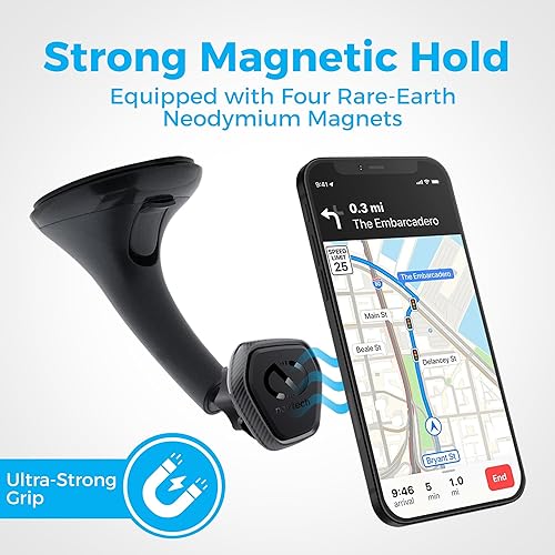 Miniatura 4 de Naztech MagBuddy Elite - Soporte de teléfono para automóvil, soporte para parabrisas de teléfono, soporte para teléfono celular para iPhone y