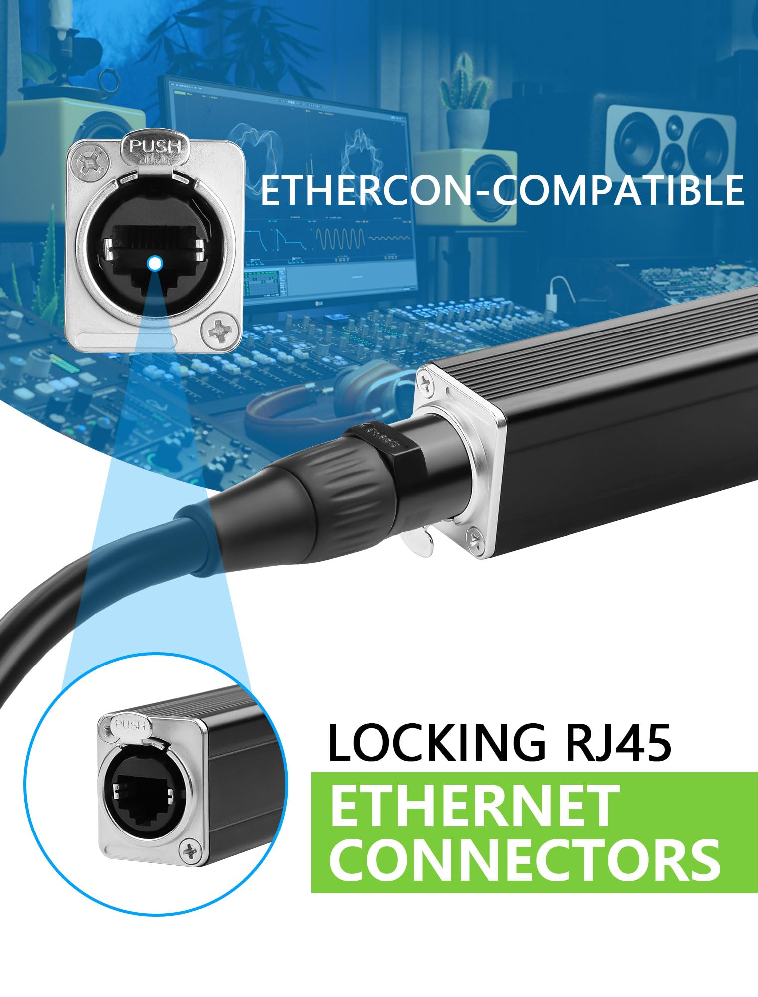 CERRXIAN 4-Channel XLR To Ethercon Snake - 3-Pin XLR To RJ45 For Audio & DMX, 2.6FT (Male & Female Pair)