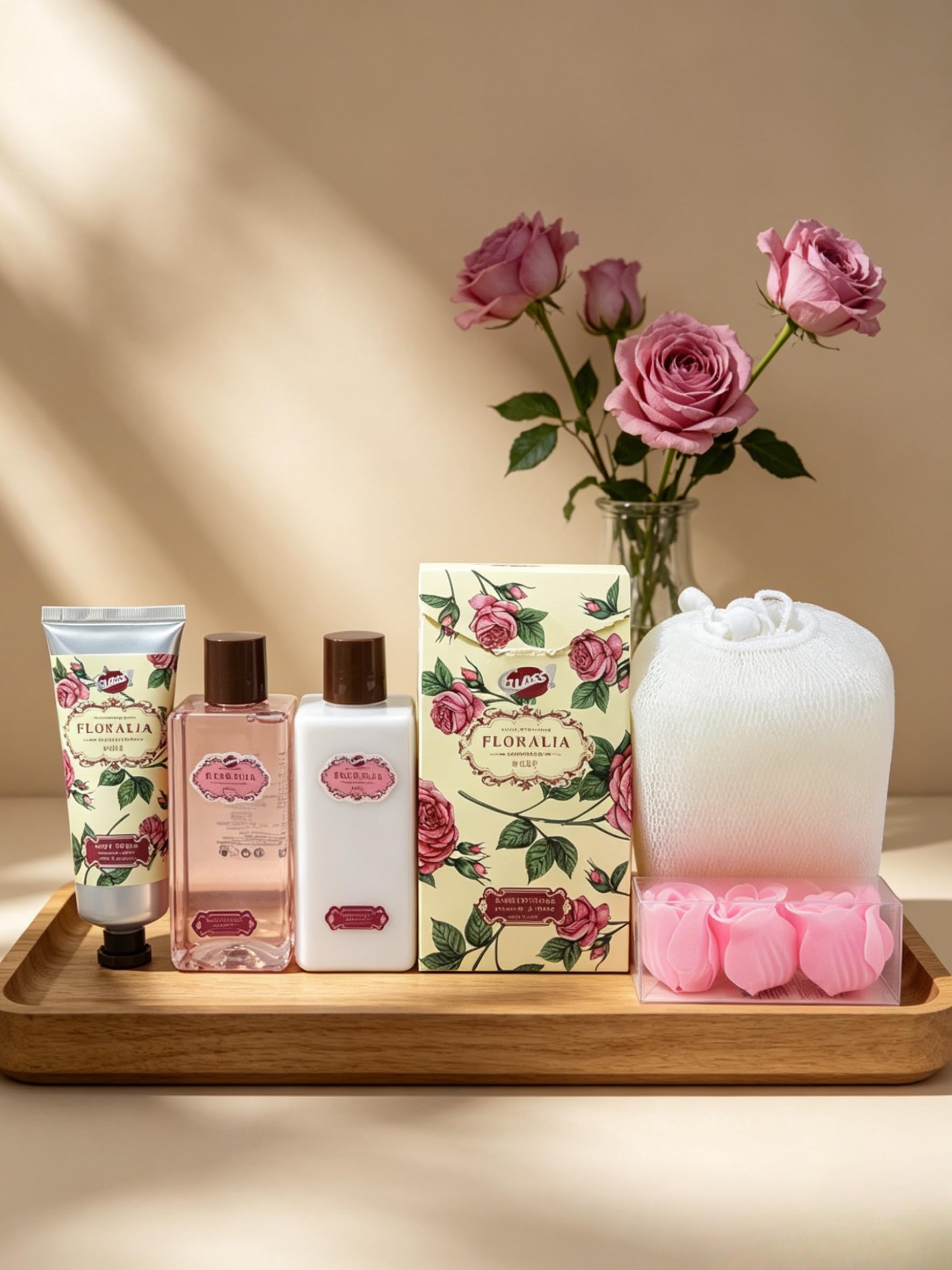 GLOSS ! Cofanetto da bagno ROSE – Prodotti benessere – Cofanetto regalo originale per donna, compleanno, festa della mamma, Natale, San Valentino - CORBEILLE