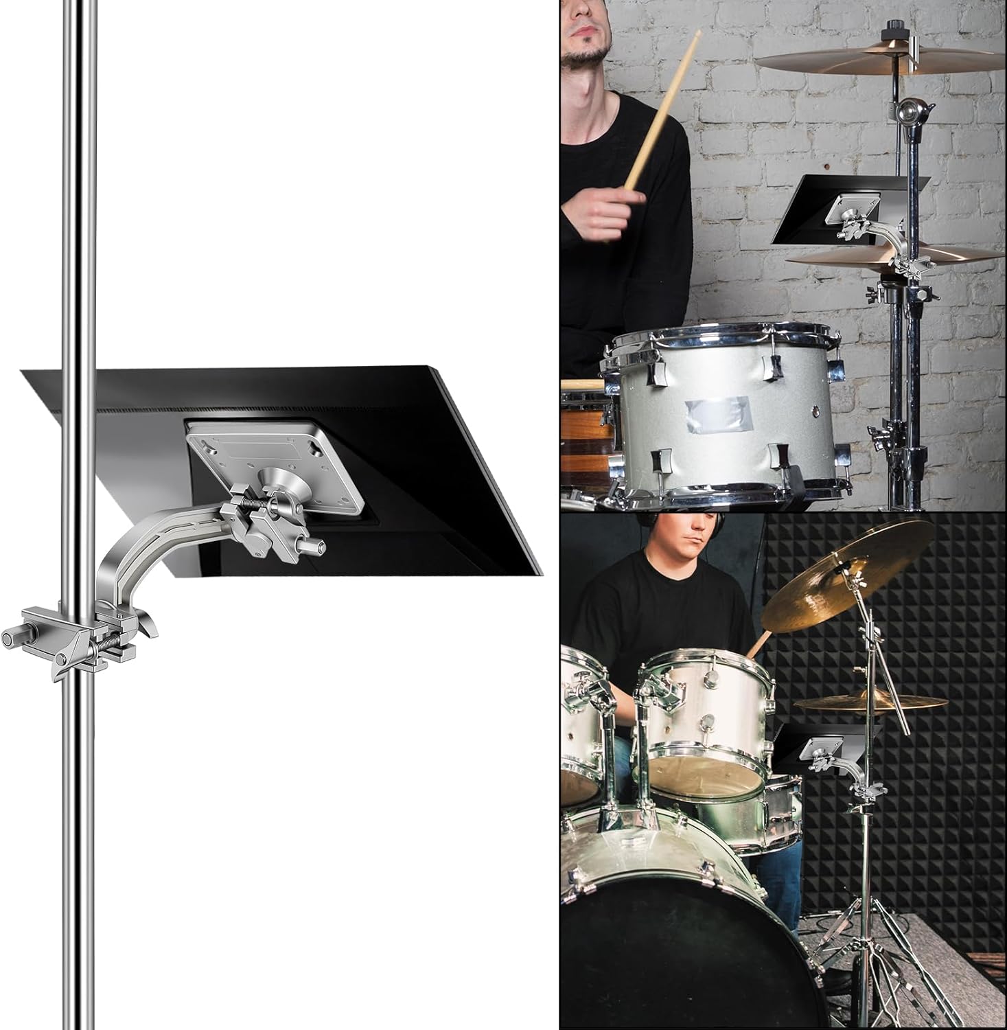 RANMING Electronic Module Mounting Plate with Clamp Electronic Drum Module Mount Holder for Electronic Controller Multi-Pad Drum Pads Drum Set Cymbal Stand