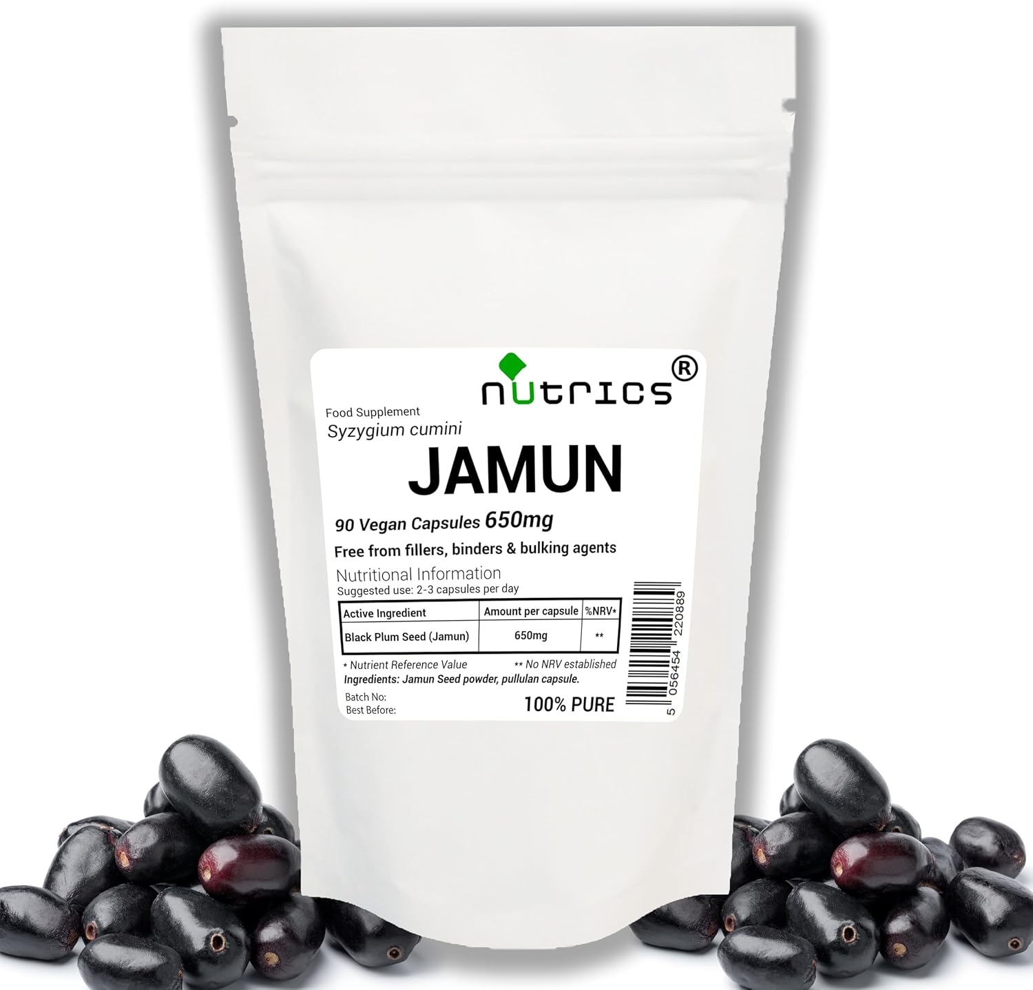 650mg (per Capsule) JAMUN Seed x 90 Vegan Capsules Black Plum Seed