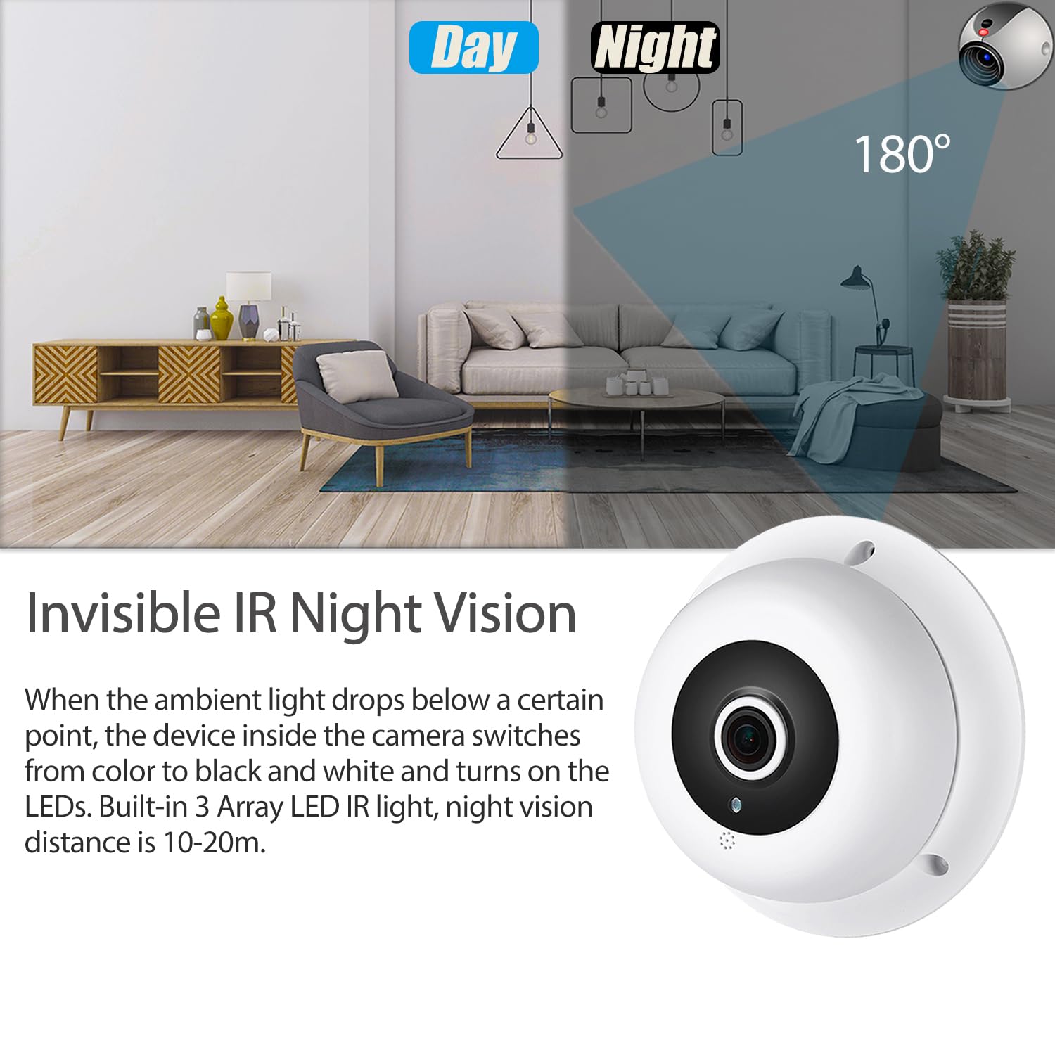 Kamera HD 5 MP Fisheye IP z mikrofonem, kamera monitorująca do wnętrz, audio, obiektyw 1,7 mm, widoczność w nocy, widoczność w nocy, na podczerwień, CCTV, wideo POE IP, P2P H.265, wykrywanie