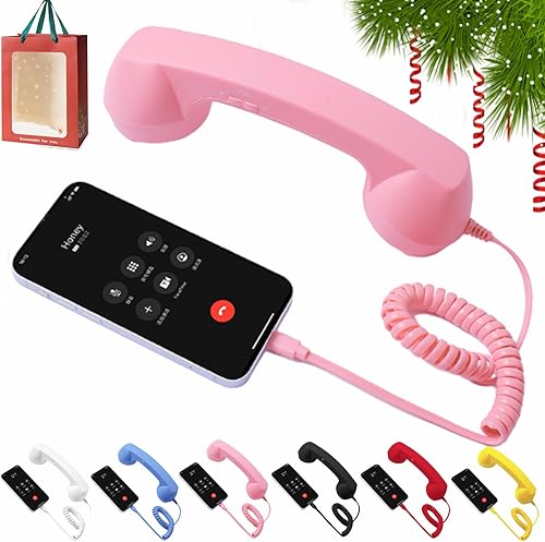 Miniatura 10 de Auricular retro para teléfono, receptor de teléfono Bluetooth retro para teléfono celular, tipo C, estilo retro con cable, para videoconferencias