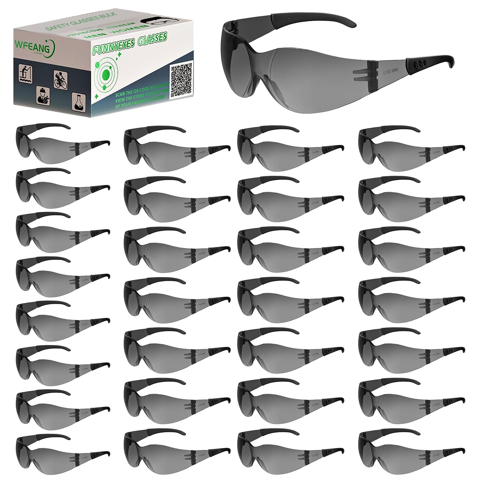 Safety Glasses ANSI Z87.1 Certified - Scratch-Resistant Protective Eyewear for Men & Women, Ideal for Construction & Shooting