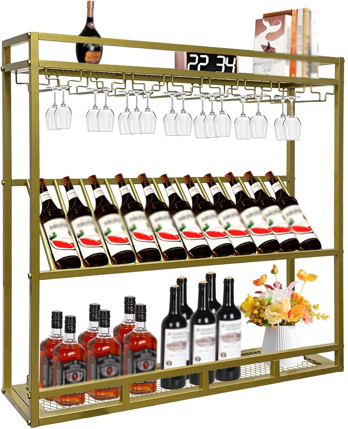 Amazon.com: 3-Tier Wall Mounted Wine Rack, Wall Mounted Bottle Holder ...