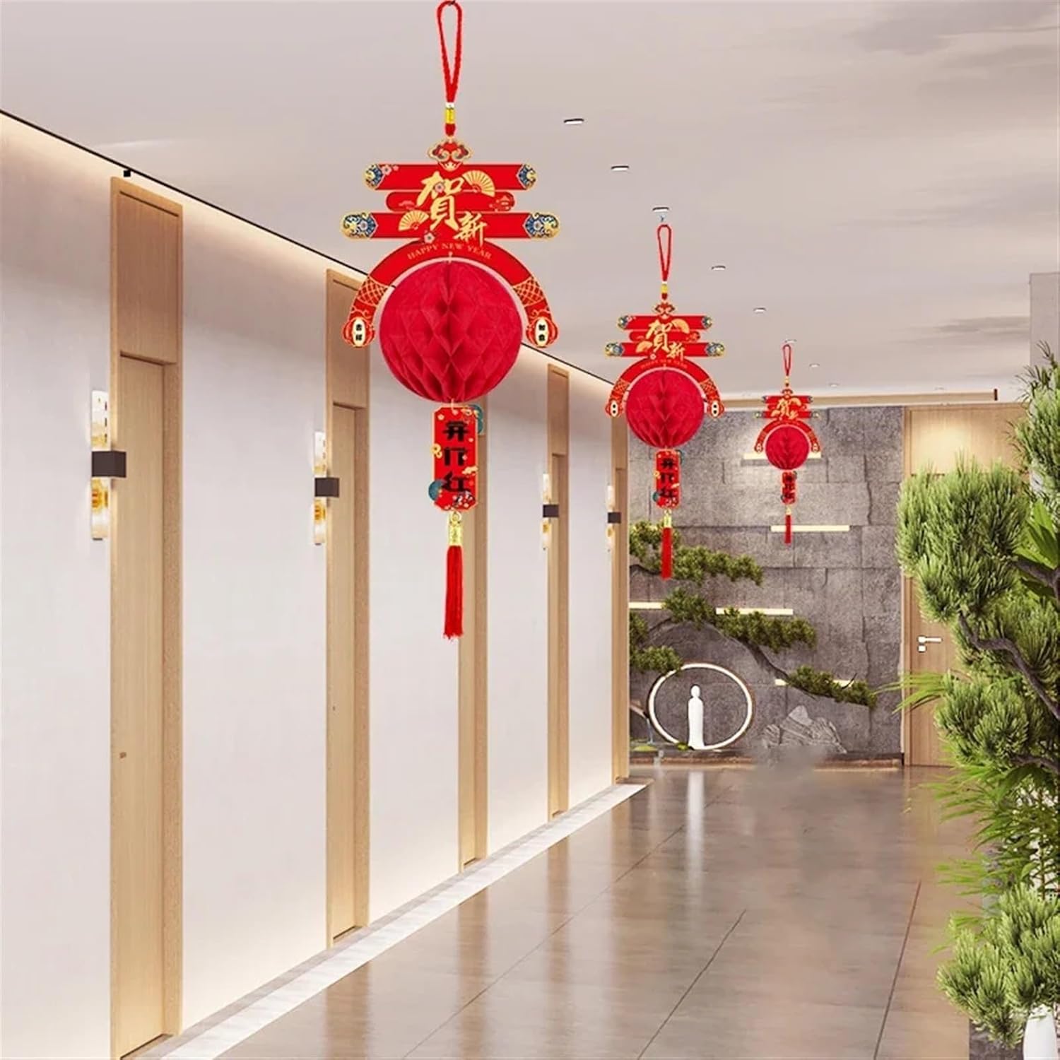 レッドチャイニーズランタン 2024 ドラゴンイヤーランタン スモールオーナメント クリエイティブ レッドペーパーランタンペンダント