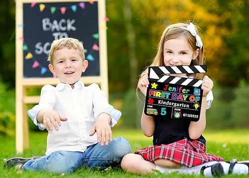 Miniatura 5 de FLYAB Letrero de pizarra para el primer y último día de escuela, tablero de doble cara personalizado para el primer día de regreso a clases, para