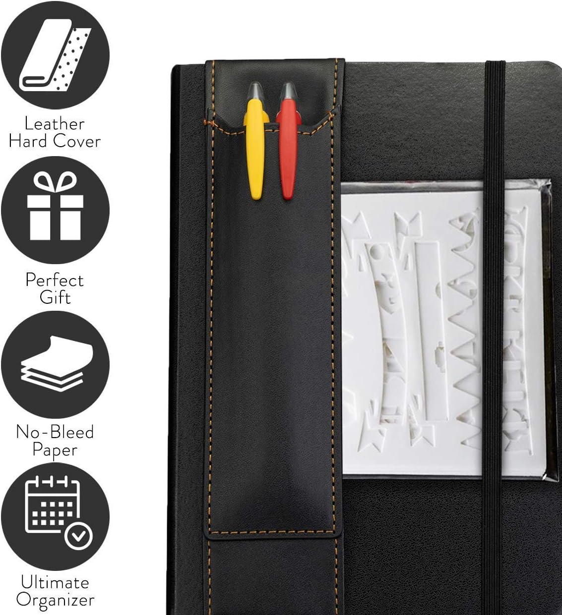 Star Right Bullet Notebook Journal Set - Hardcover Dotted Grid Journal with 260 pages, 10 Bullet Notebook Pens, 12 Stencils and 3 Bookmarks - 5.5x8 [Office Product]