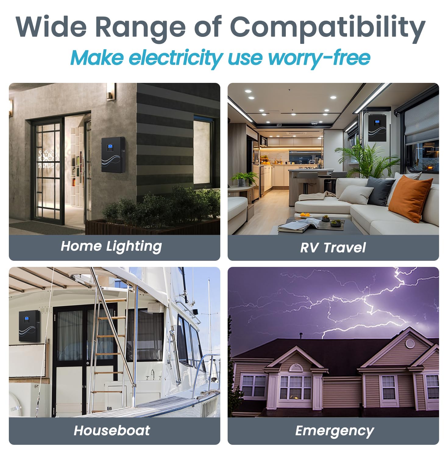 NOVOPAL 5500W Hybrid Onduleur 48V DC vers 220V/230V AC Off Grid Pur Sinus Solar Convertisseur avec 100A MPPT régulateur de Charge PV Maximum 500V DC Travail avec 48V Plomb