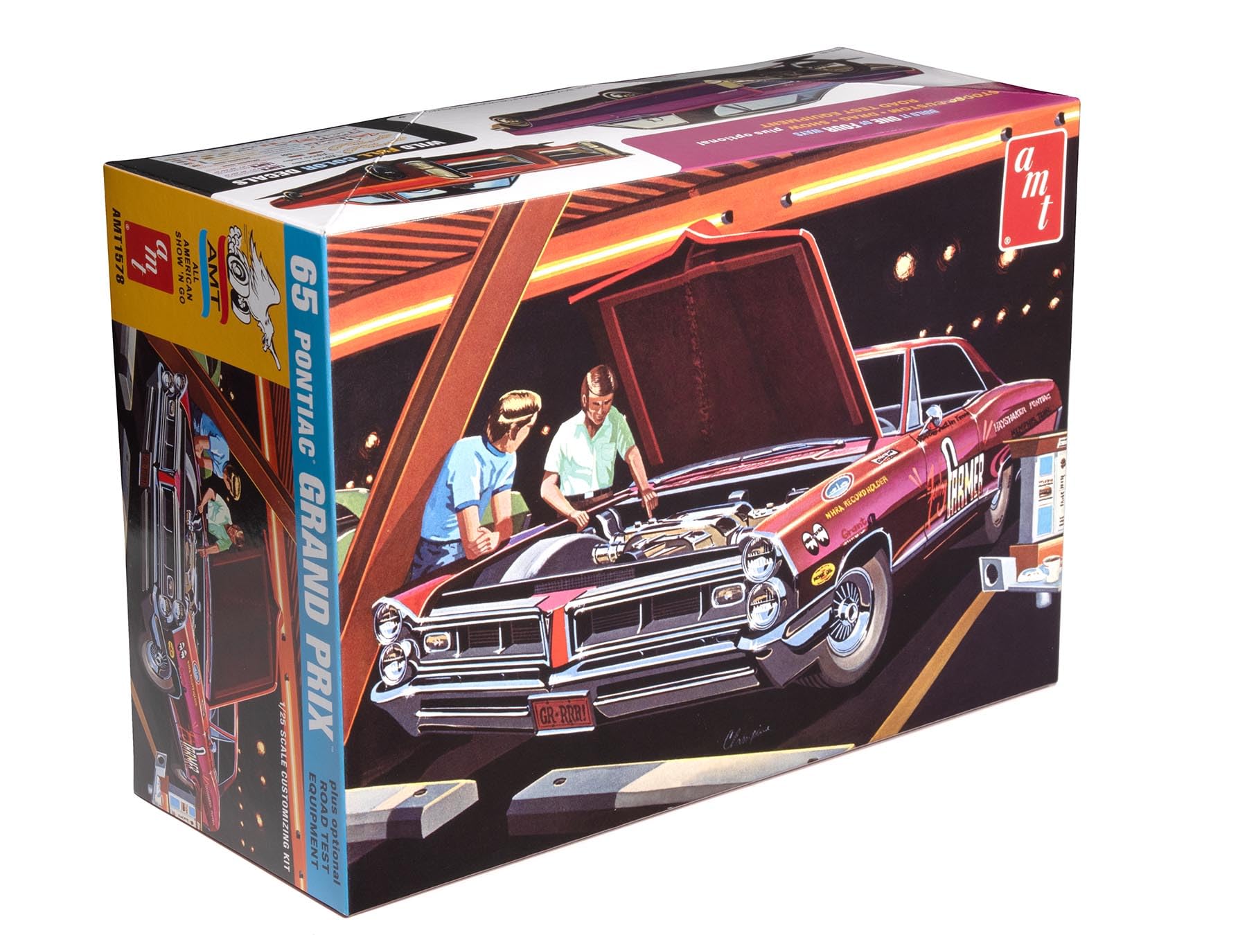 Amt White 1965 Pontiac Grand Prix Show And Go 1:25 Scale Model Kit