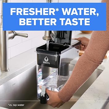 Brita X-Large 27 Cup Water Dispenser, Includes 1 Filter, Black | WQA and NSF/ANSI Certified, Reduces Chlorine, Copper, Mercury & Cadmium, Lasts 2 Months, Household Essential