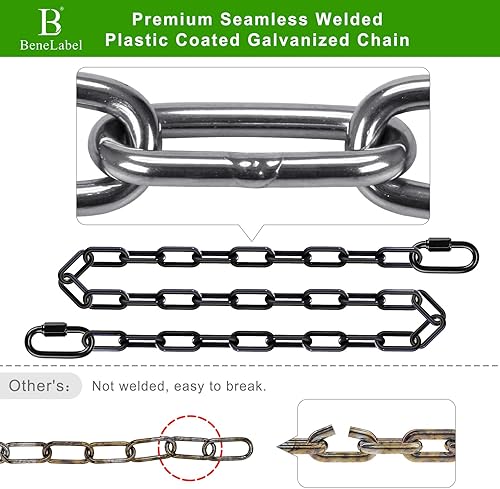 Miniatura 3 de BeneLabel 2 cadenas de columpio resistentes de 85 pulgadas con ganchos, cadenas colgantes de capacidad de 1000 libras, cadenas colgantes para
