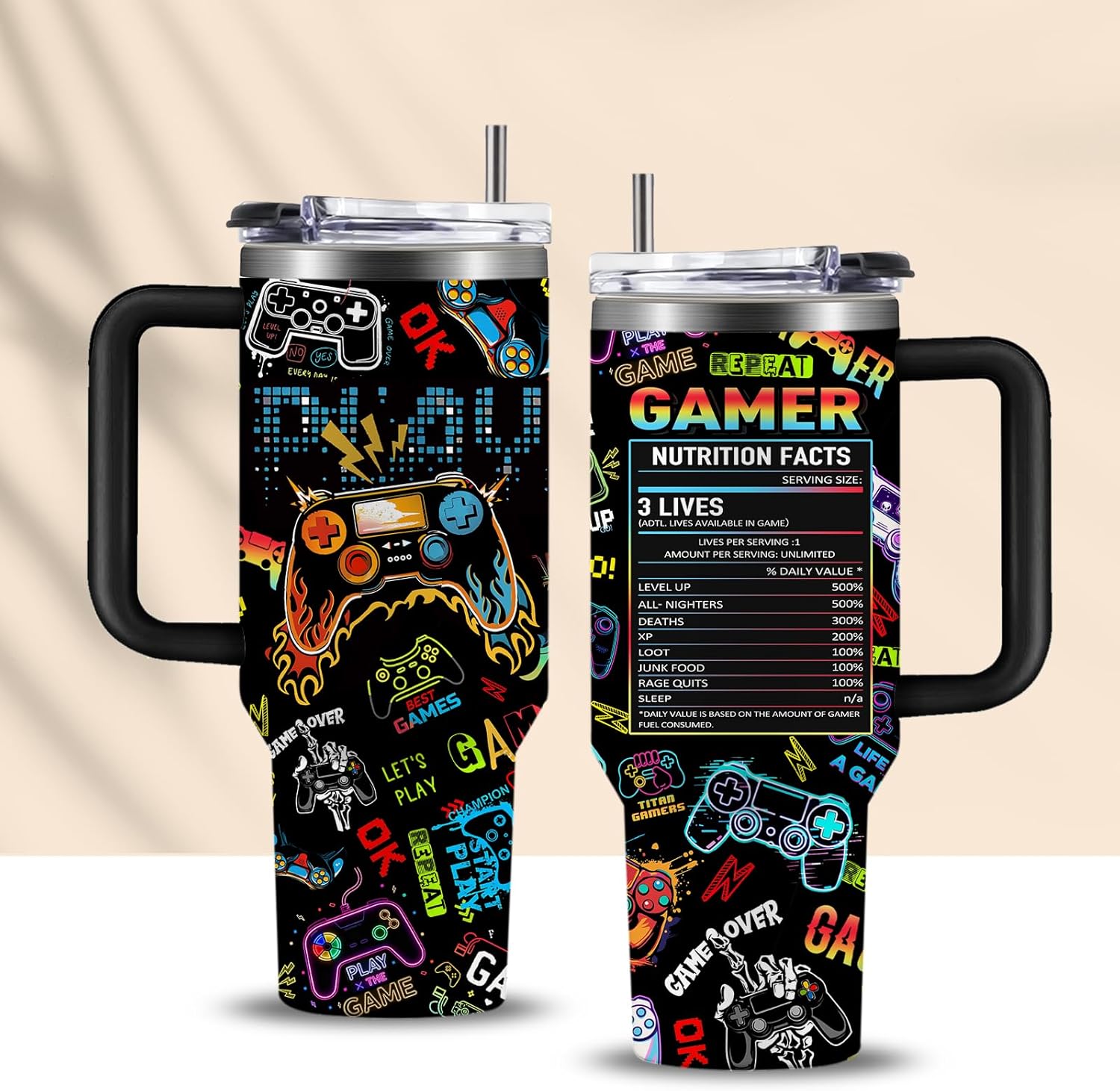 Gaming Gifts for Men Boys, Gamer Gifts for Men, 40oz Gamer Tumbler Cup, Gaming Mugs, Teen Boy Gift Gamings Stuff, Gaming Gamepad Presents for Son, Birthday Gift for Him Mens Boys Gamings Cup