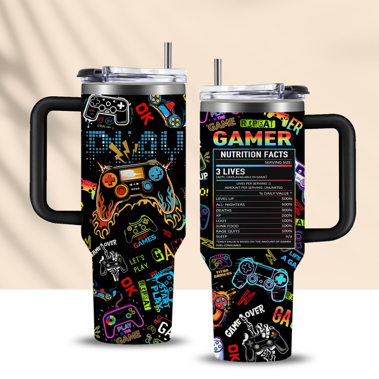 CGMIBAS Gaming Gifts for Men Boys, Gamer Gifts for Men, 40oz Gamer Tumbler Cup, Gaming Mugs, Teen Boy Gift Gamings Stuff, Gaming Gamepad Presents for Son, Birthday Gift for Him Mens Boys Gamings Cup