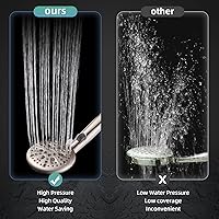 Vista 5 de Cobbe Cabezal de ducha de alta presión con botón de pausa integrado, cabezal de ducha desmontable de 9 funciones con soporte giratorio de latón