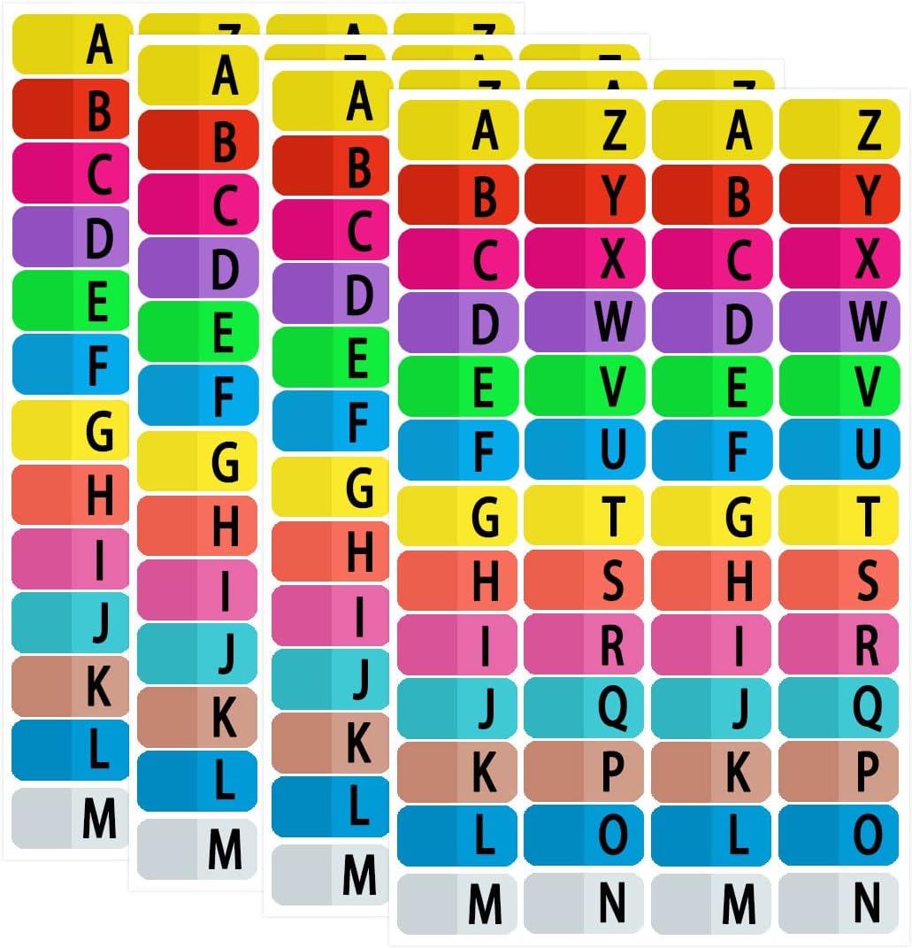 YOUOK Alphabet Index Stickers Labels, A-Z Tab Dividers for 3 Ring Binders, Alphabet Tabs Table of Contents Index Dividers for Notebook File Page Address Book Folder (208 Pcs)