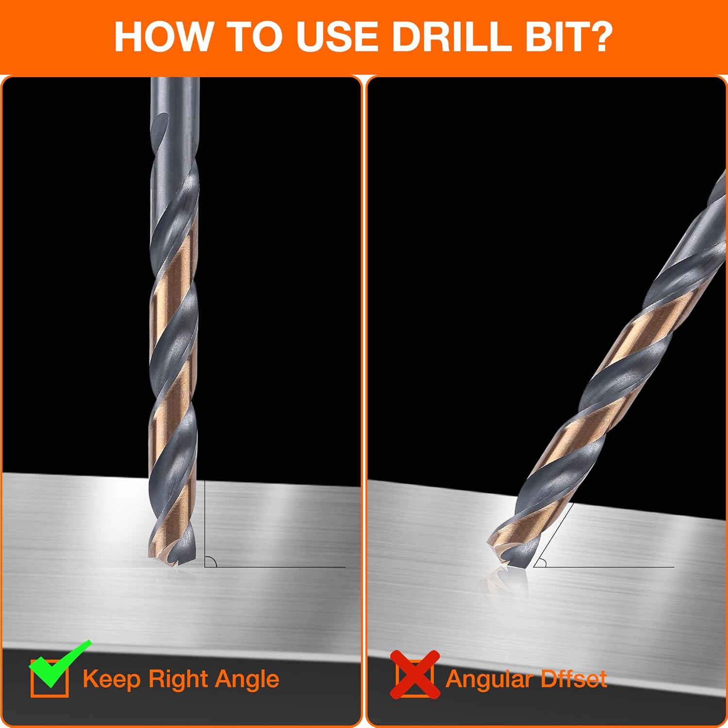 29Pcs Cobalt Drill Bit Set, 135 Degree Tip High Speed Steel with Black and Gold Finish, Stainless Steel, Plastic, and Wood with Metal Indexed Storage Case 1/16"-1/2"