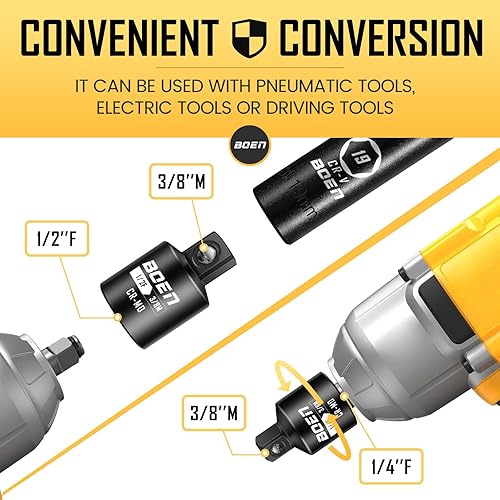 Miniatura 21 de BOEN Adaptador de enchufe de impacto de 3/4 "F a 1" M, acero Cr-Mo, juego de adaptadores de enchufe para conversiones de controlador de impacto