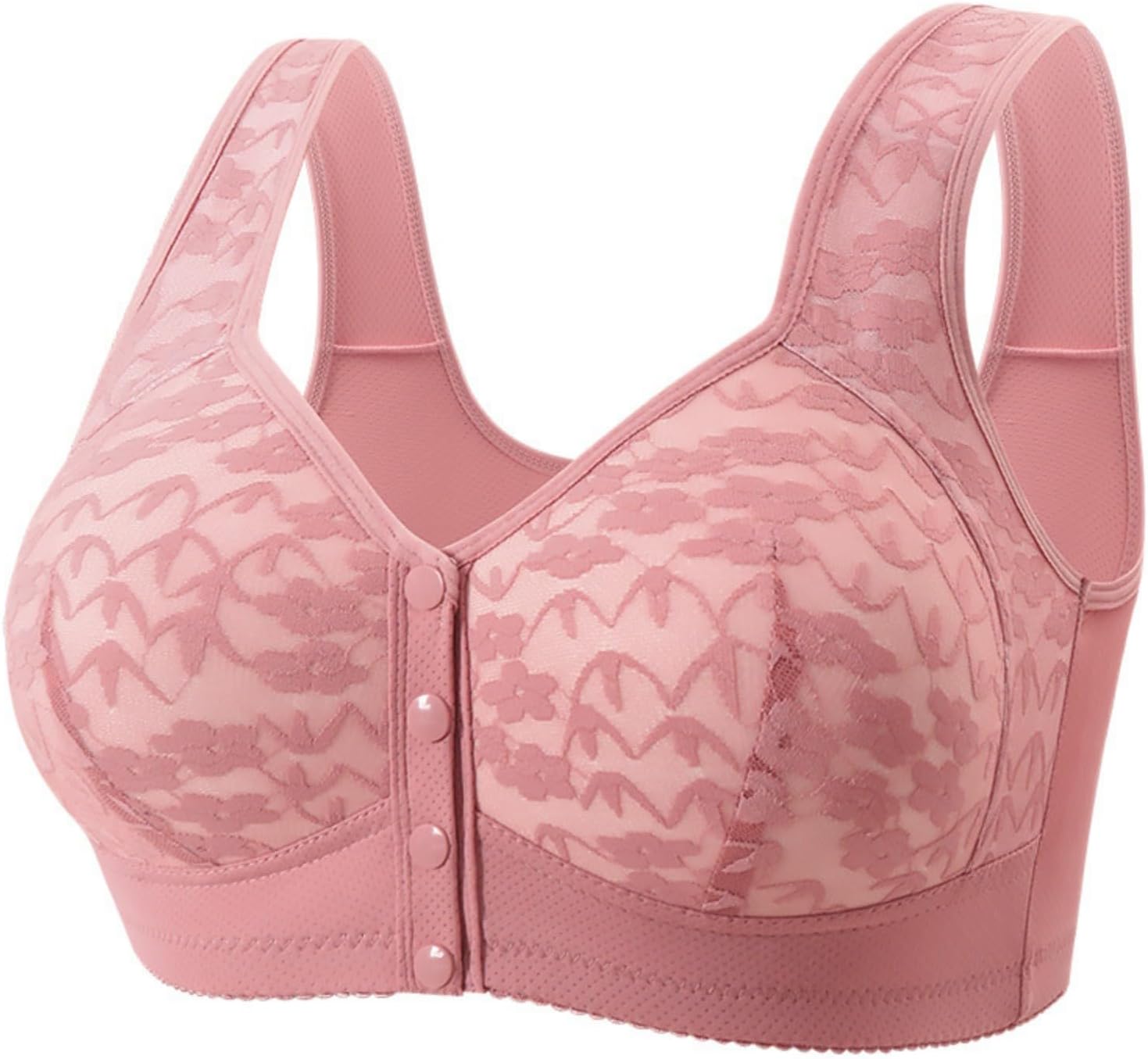 Women's Front Closure Bras Full Coverage No Underwire Plus Size Unlined Seamless Bra Lifting Lace Soft Underwear