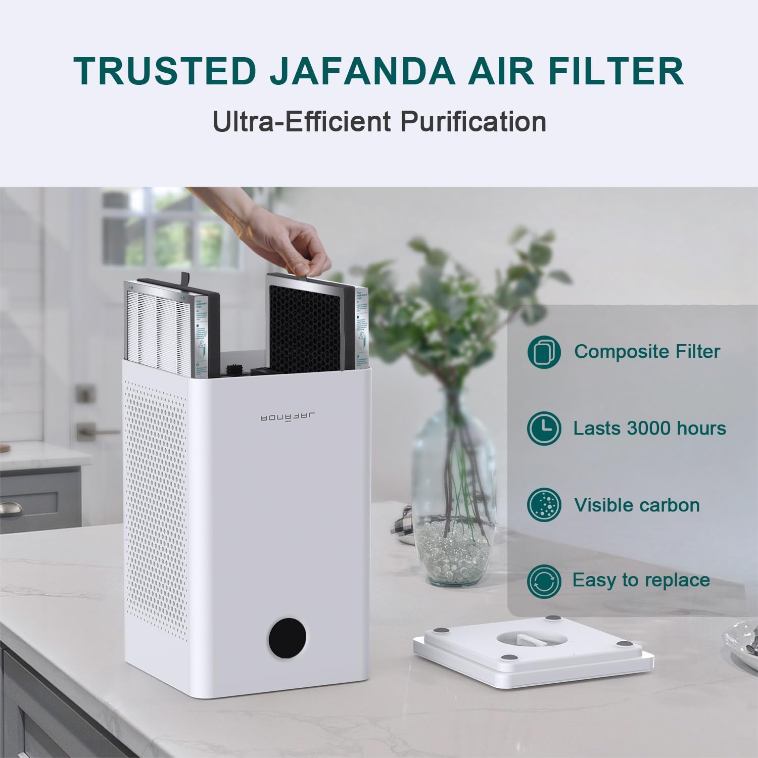Jafanda Air Purifier 2X Filter Replacement, True HEPA 13 300g Activated Carbon, Made for JF260 Replace Air Purifiers Filter Air Cleaner Remove 99.97% Smoke Pollen Dust Pet Dander Odors VOCs